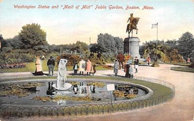 Washington Statue Boston, Massachusetts Postcard
