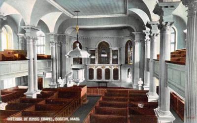 Interior of Kings Chapel Boston, Massachusetts Postcard
