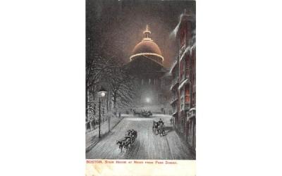 State House at Night Boston, Massachusetts Postcard