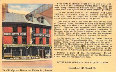Ye Old Oyster House Boston, Massachusetts Postcard