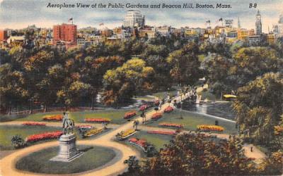 Aeroplane View of the Public Gardens Boston, Massachusetts Postcard