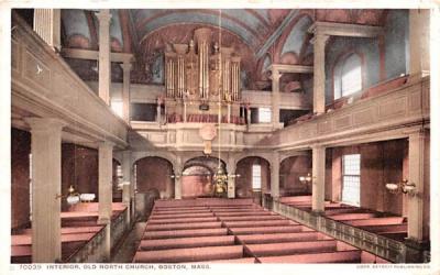 Interior, Old North Church Boston, Massachusetts Postcard