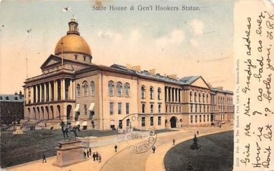 State House & Gen'l Hookers Statue Boston, Massachusetts Postcard