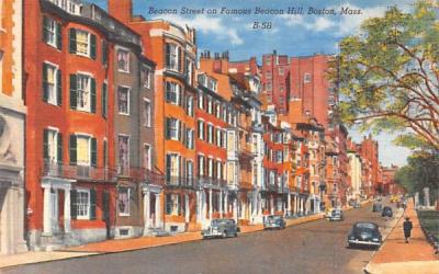 Beacon Street on Famous Beacon Hill Boston, Massachusetts Postcard