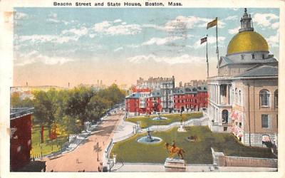 Beacon Street & State House Boston, Massachusetts Postcard