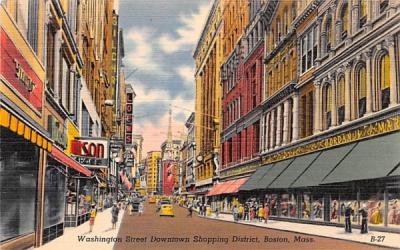 Washington Street Downtown Shopping District Boston, Massachusetts Postcard