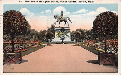 Mall & Washington Statue Boston, Massachusetts Postcard