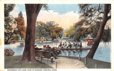 Swanboat on Lake Boston, Massachusetts Postcard