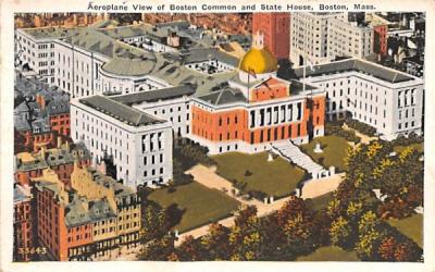 Aeroplane View of Boston Common  Massachusetts Postcard