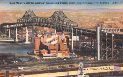 The Mystic River Bridge Boston, Massachusetts Postcard