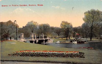 Scene in Public Garden Boston, Massachusetts Postcard