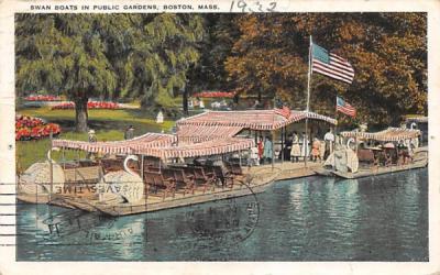 Swan Boats in Public Gardens Boston, Massachusetts Postcard