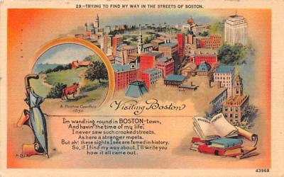 Trying to Find my way in the Streets of Boston Massachusetts Postcard