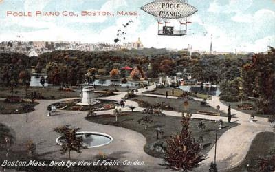Birds Eye View of Public Garden Boston, Massachusetts Postcard