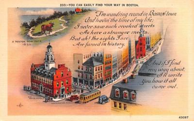 You Can Easily Find Your Way in Boston Massachusetts Postcard