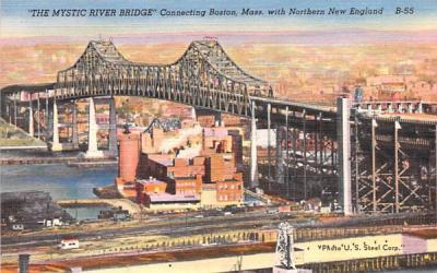 The Mystic River Bridge Boston, Massachusetts Postcard