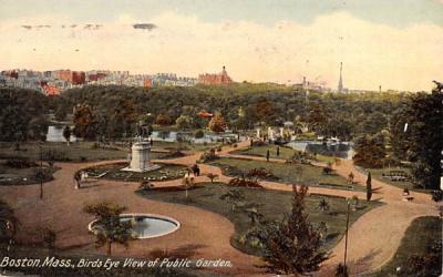 Bird's Eye View of Public Garden Boston, Massachusetts Postcard