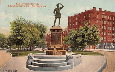 Leif Ericson Statue Boston, Massachusetts Postcard
