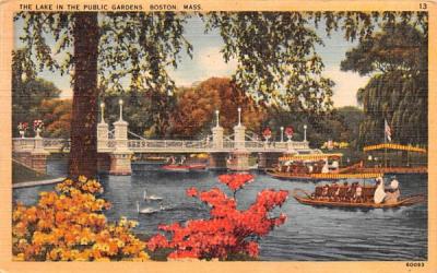The Lake in Public Gardens Boston, Massachusetts Postcard