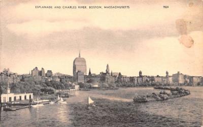 Esplanade & Charles River Boston, Massachusetts Postcard