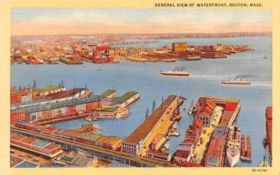 General View of Waterfront Boston, Massachusetts Postcard