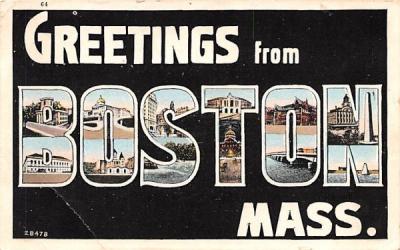 Greetings from Boston Mass. Massachusetts Postcard