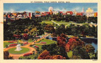 Panorama Public Garden Boston, Massachusetts Postcard