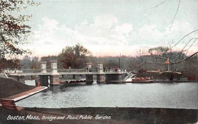 Bridge & Pond Boston, Massachusetts Postcard