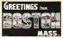 Greetings from Boston Mass. Massachusetts Postcard