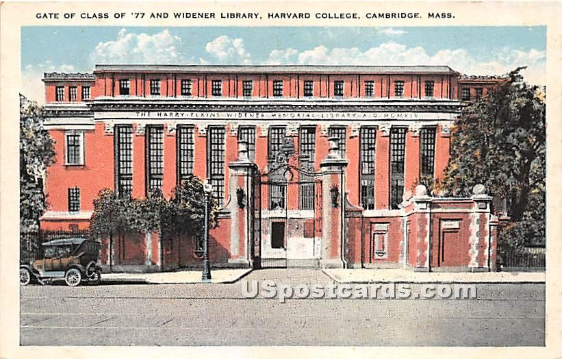 Gate of Class of 77 & Widener Library at Harvard College - Cambridge, Massachusetts MA Postcard