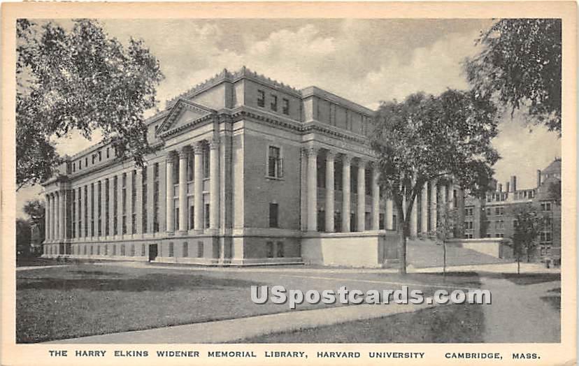 Harry Elkins Widener Memorial Library at Harvard University - Cambridge, Massachusetts MA Postcard