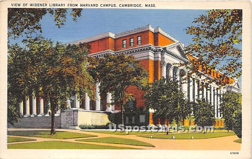 View of Widener Library from Harvard Campus - Cambridge, Massachusetts MA Postcard