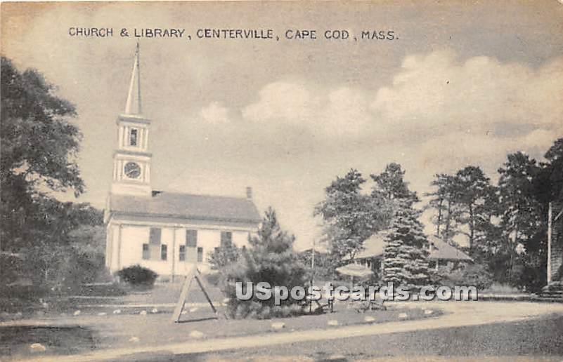 Church & Library - Centerville, Massachusetts MA Postcard