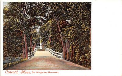 Old Bridge & Monument Concord, Massachusetts Postcard