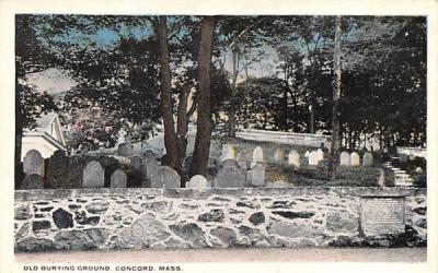 Old Burying Ground Concord, Massachusetts Postcard