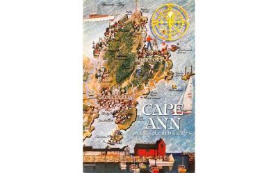 Map of Cape Ann Massachusetts Postcard