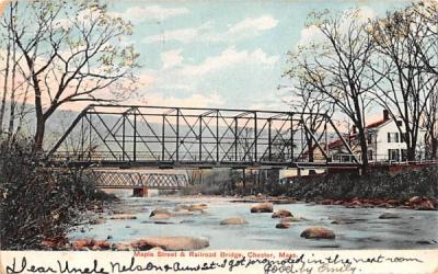 Maple Street & Railroad Bridge Chester, Massachusetts Postcard