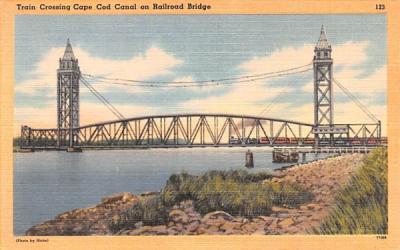 Train Crossing Cape Cod Canal on Railroad Bridge Massachusetts Postcard