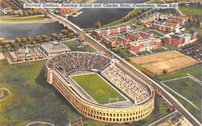 Harvard Stadium, Business School & Charles River Cambridge, Massachusetts Postcard