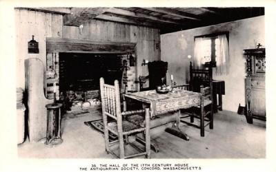 The Hall of the 17th Century House Concord, Massachusetts Postcard
