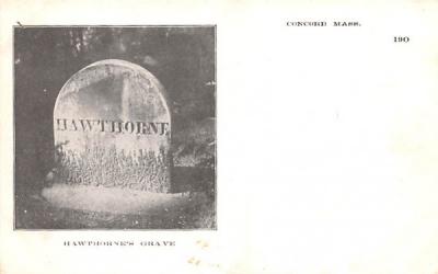 Hawthorne's Grave Concord, Massachusetts Postcard