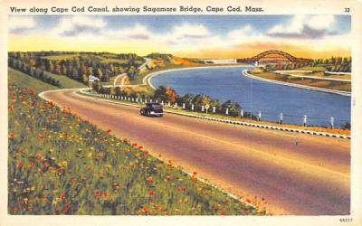 View along Cape Cod Canal Massachusetts Postcard