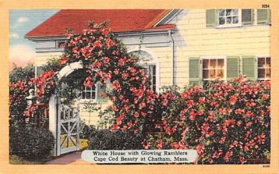 White House with Glowing Ramblers Chatham, Massachusetts Postcard