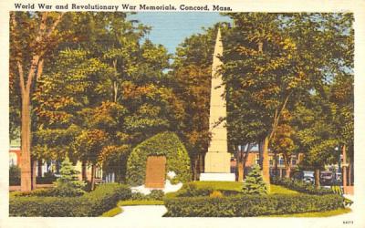 World War & Revolutionary Concord, Massachusetts Postcard