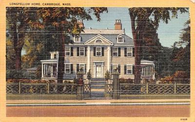 Longfellows Home Cambridge, Massachusetts Postcard