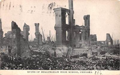 Ruins of Bellingham High School Chelsea, Massachusetts Postcard