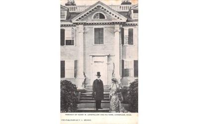 Protrait of Henry W. Longfellow & His Home Cambridge, Massachusetts Postcard
