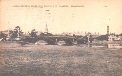 Weeks Memorial Bridge Cambridge, Massachusetts Postcard