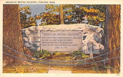 Graves of British Soliders Concord, Massachusetts Postcard