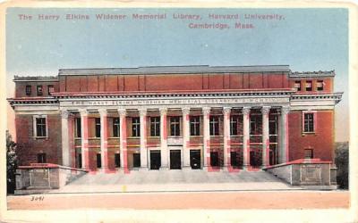 The Harry Elkins Widener Memorial Library Cambridge, Massachusetts Postcard